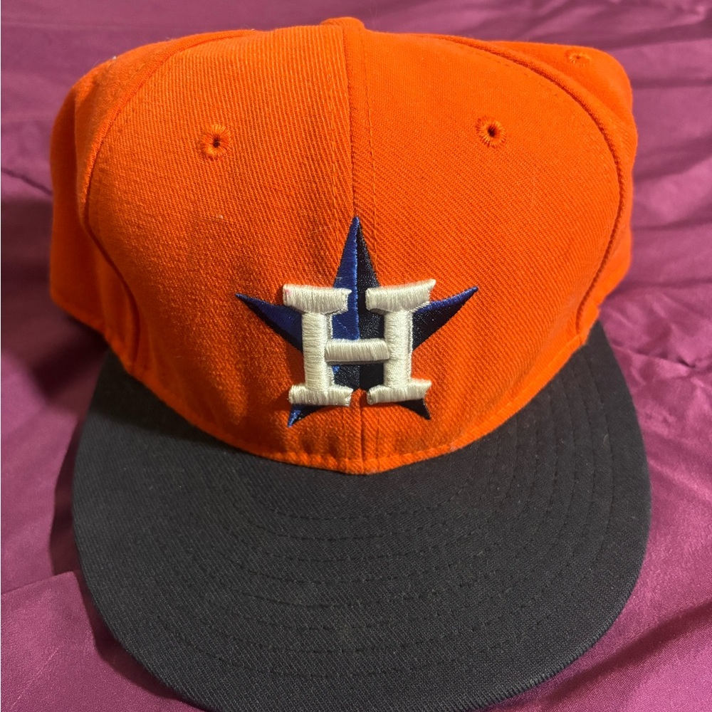 Orange and Black Baseball Cap with Star Logo